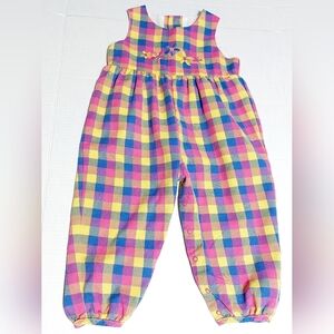 Vtg Colorful Kelly's Kids Overalls Romper And Button Close Size 2